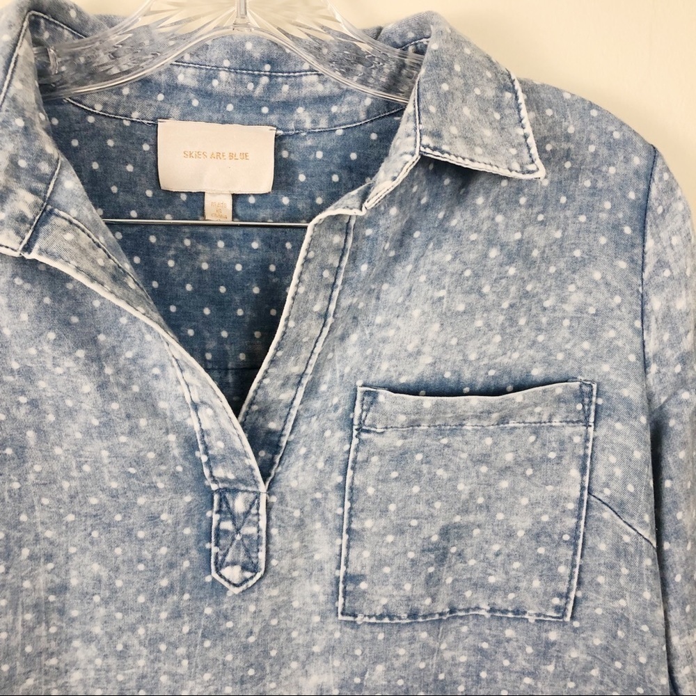 Skies Are Blue Light Blue Polka Dot Top - Picture 2 of 6